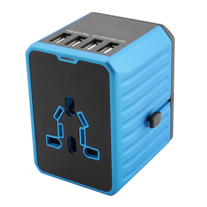 Adaptateur de voyage universel rtravel, adaptateur international d 'alimentation électrique, adaptateur mondial avec quatre ports USB, chargeur à paroi haute vitesse 4.5a, prise de courant alternative intégrée pour ordinateurs portables américains, britanniques, australiens, européens et asiatiques